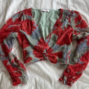 Red Carter Red and Blue Floral Blouse